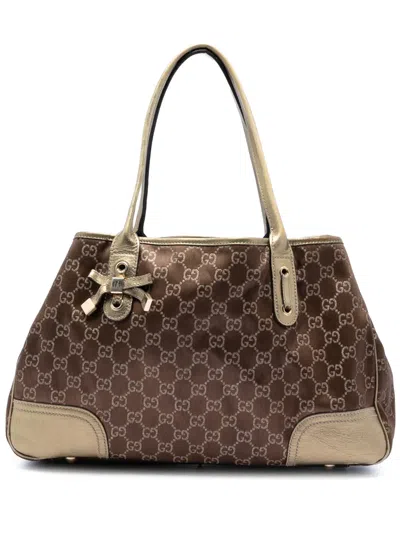 Pre-owned Gucci 2016-2026 Gg Nylon Princy Tote Bag In Brown