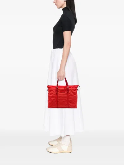 Pre-owned Gucci 2016-2026 Gg Nylon Satchel In Red