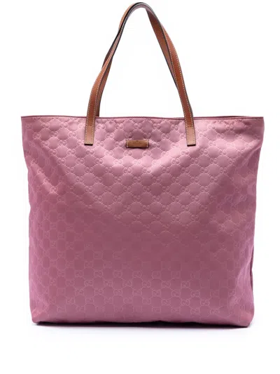 Pre-owned Gucci 2016-2026 Gg Nylon Tote Bag In Pink