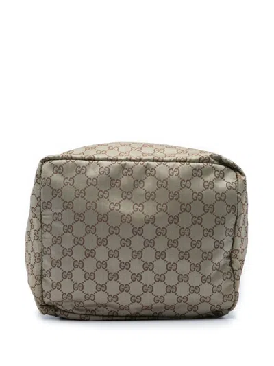 Pre-owned Gucci 2016-2026 Gg Nylon Xl Backpack In Neutrals