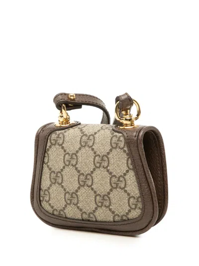 Pre-owned Gucci 2016-2026 Gg Supreme Blondie Card Case On Strap Crossbody Bag In Neutrals