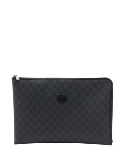 Pre-owned Gucci 2016-2026 Gg Supreme Clutch Bag In Black