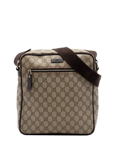 Pre-owned Gucci 2016-2026 Gg Supreme Crossbody Bag In Neutral