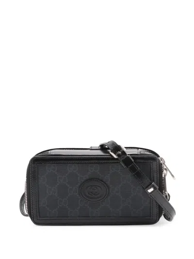 Pre-owned Gucci 2016-2026 Gg Supreme Interlocking G Crossbody Bag In Black