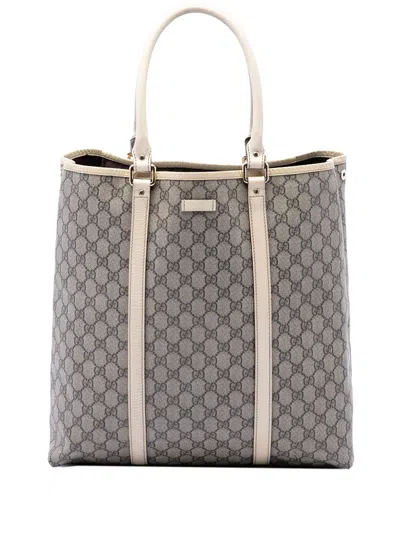 Pre-owned Gucci 2016-2026 Gg Supreme Joy Vertical Tote Bag In Neutral