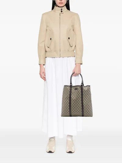 Pre-owned Gucci 2016-2026 Gg Supreme Joy Vertical Tote Bag In Neutrals