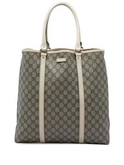 Pre-owned Gucci 2016-2026 Gg Supreme Joy Vertical Tote Bag In Neutrals