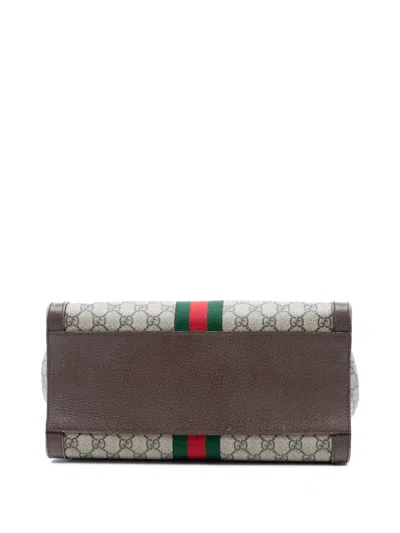 Pre-owned Gucci 2016-2026 Gg Supreme Ophidia Satchel In Neutral