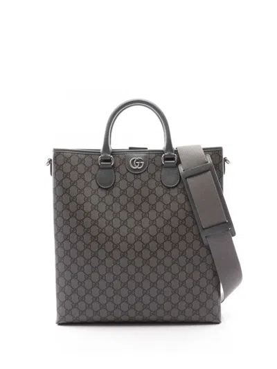 Pre-owned Gucci 2016-2026 Gg Supreme Ophidia Tote Satchel In Grey