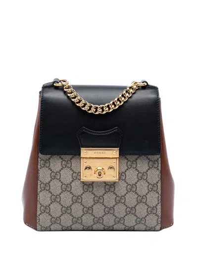 Pre-owned Gucci 2016-2026 Gg Supreme Padlock Backpack In Neutral