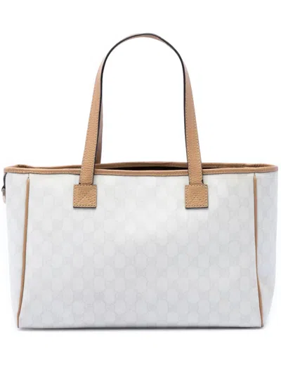 Pre-owned Gucci 2016-2026 Gg Supreme Tote Bag In White
