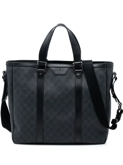 Pre-owned Gucci 2016-2026 Gg Supreme Tote Satchel In Black