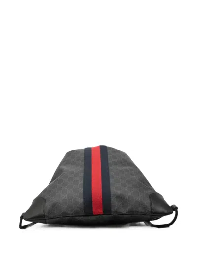 Pre-owned Gucci 2016-2026 Gg Supreme Web Drawstring Backpack In Black