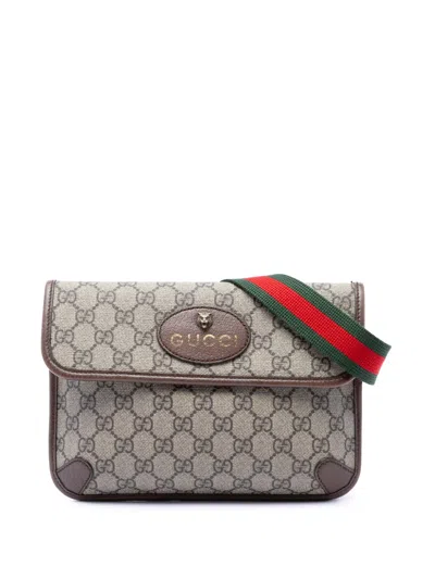 Pre-owned Gucci 2016-2026 Gg Supreme Web Neo Vintage Belt Bag In Neutrals