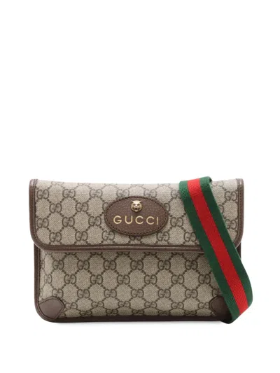 Pre-owned Gucci 2016-2026 Gg Supreme Web Neo Vintage Belt Bag In Neutrals