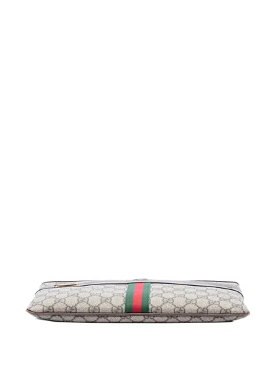 Pre-owned Gucci 2016-2026 Gg Supreme Web Ophidia Clutch Bag In 中性色