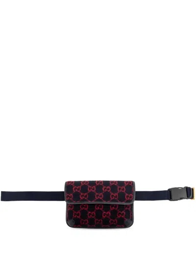 Pre-owned Gucci 2016-2026 Gg Wool Slim Belt Bag In Black