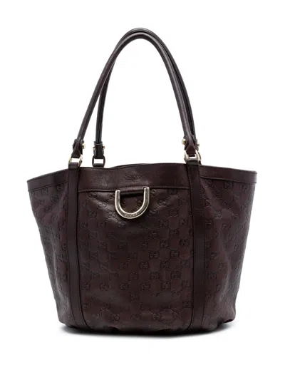 Pre-owned Gucci 2016-2026 Ssima Abbey D Ring Tote Bag In Brown