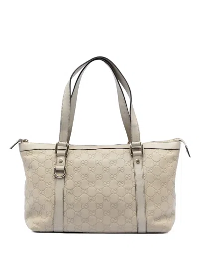 Pre-owned Gucci 2016-2026 Ssima Abbey D Ring Tote Bag In White