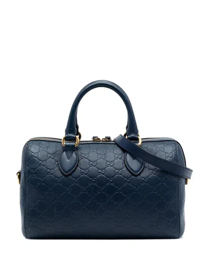 Pre-owned Gucci 2016-2026 Ssima Boston Bag Satchel In Blue