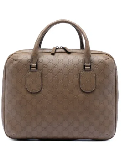 Pre-owned Gucci 2016-2026 Ssima Business Bag In Brown