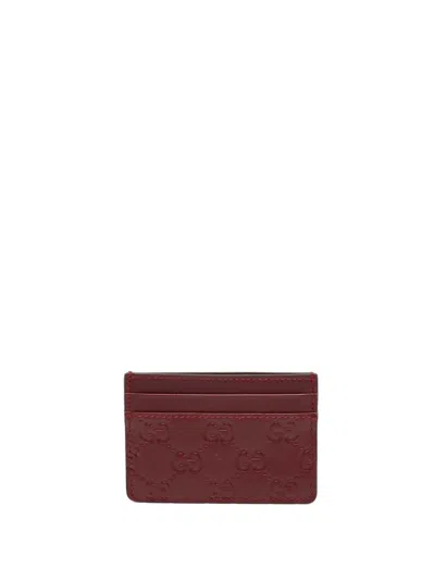 Pre-owned Gucci 2016-2026 Ssima Card Holder In Red