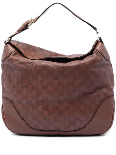 Pre-owned Gucci 2016-2026 Ssima Charlotte Hobo Tote Bag In Brown