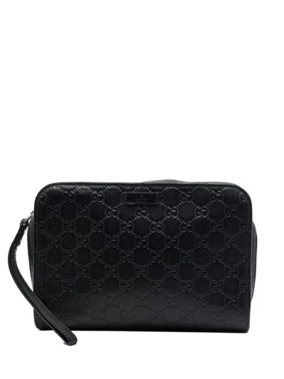 Pre-owned Gucci 2016-2026 Ssima Clutch Bag In Black