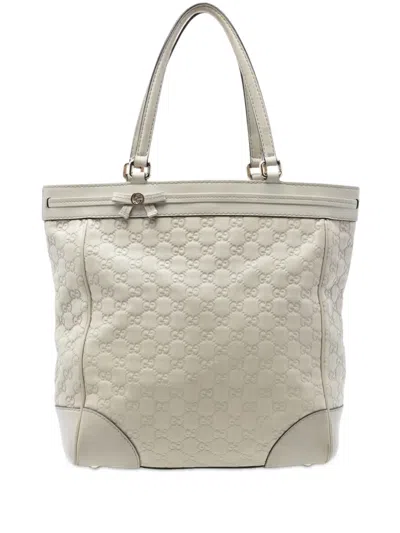 Pre-owned Gucci 2016-2026 Ssima Mayfair Tote Bag In White