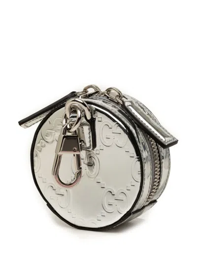 Pre-owned Gucci 2016-2026 Ssima Mirror Effect Round Purse Coin Pouch In Silver