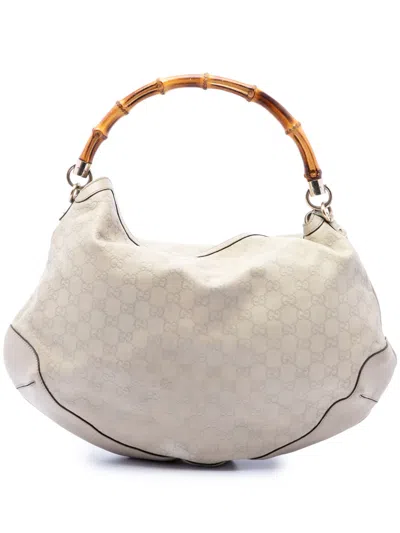 Pre-owned Gucci 2016-2026 Ssima Peggy Bamboo Satchel In Brown