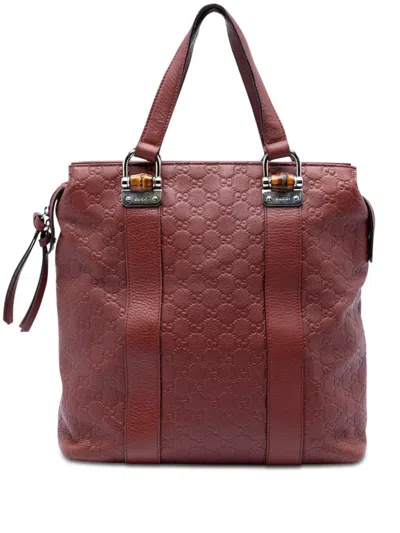 Pre-owned Gucci 2016-2026 Ssima Tender Bamboo Bar Tote Bag In Red