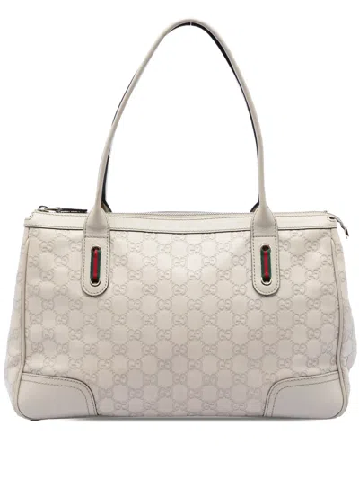 Pre-owned Gucci 2016-2026 Ssima Web Princy Tote Bag In Neutral