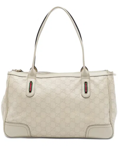 Pre-owned Gucci 2016-2026 Ssima Web Princy Tote Bag In Neutrals