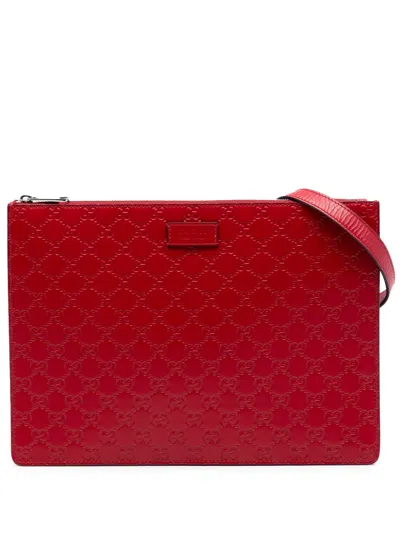 Pre-owned Gucci 2016-2026 Ssima Zip Messenger Bag Crossbody Bag In Red