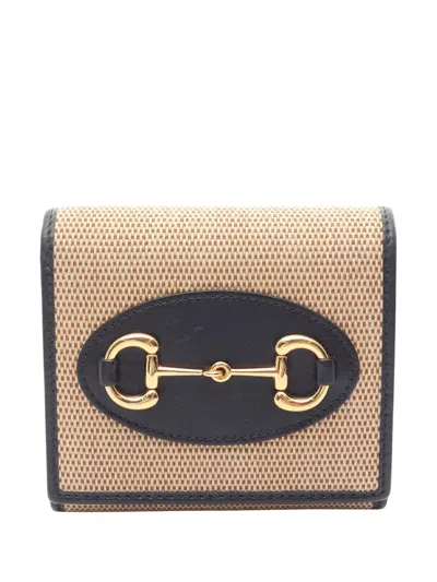 Pre-owned Gucci 2016-2026 Horsebit Wallet Small Wallets In Neutral