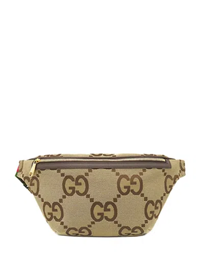 Pre-owned Gucci 2016-2026 Jumbo Gg Canvas Web Belt Bag In Neutral