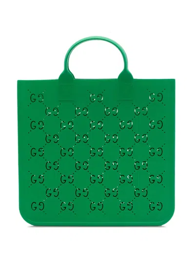 Pre-owned Gucci 2016-2026 Kids Gg Rubber Tote Bag In Green