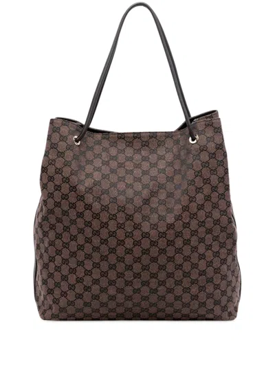 Pre-owned Gucci 2016-2026 Large Gg Canvas Gifford Tote Bag In Brown