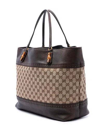 Pre-owned Gucci 2016-2026 Large Gg Canvas Laidback Crafty Tote Bag In Neutrals