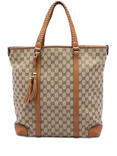 Pre-owned Gucci 2016-2026 Large Gg Canvas Marrakech Tote Bag In Neutrals