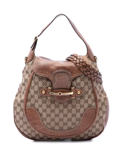 Pre-owned Gucci 2016-2026 Large Gg Canvas New Pelham Satchel In Neutral