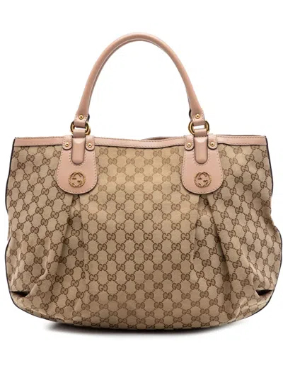Pre-owned Gucci 2016-2026 Large Gg Canvas Scarlett Tote Bag In Neutral