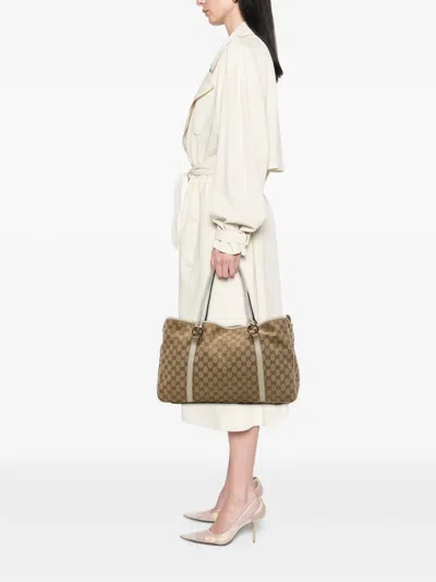 Pre-owned Gucci 2016-2026 Large Gg Canvas Twins Tote Bag In 中性色