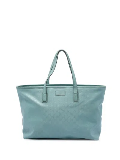 Pre-owned Gucci 2016-2026 Large Gg Imprime Tote Bag In Blue