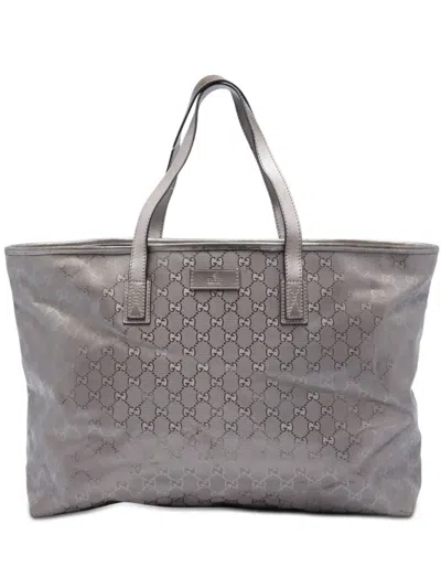 Pre-owned Gucci 2016-2026 Large Gg Imprime Tote Bag In Silver