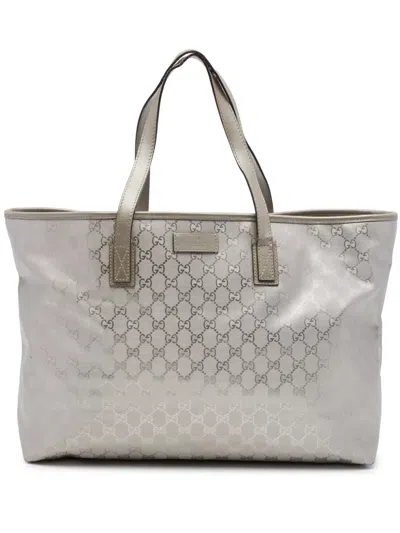 Pre-owned Gucci 2016-2026 Large Gg Imprime Tote Bag In Silver