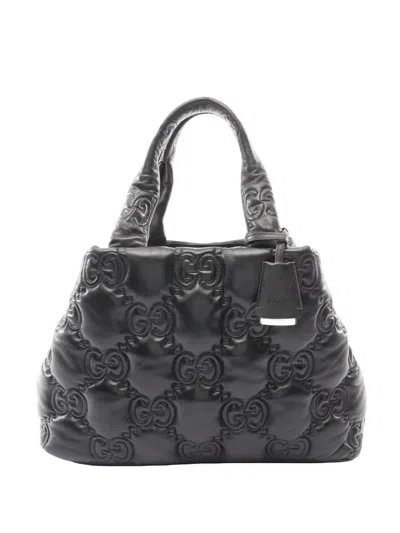 Pre-owned Gucci 2016-2026 Large Gg Matelasse Leather Tote Bag In Black