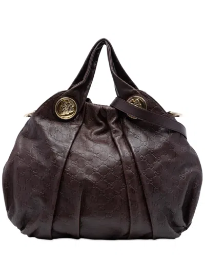 Pre-owned Gucci 2016-2026 Large Ssima Hysteria Satchel In Brown