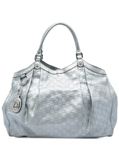 Pre-owned Gucci 2016-2026 Large Ssima Sukey Tote Bag In Silver